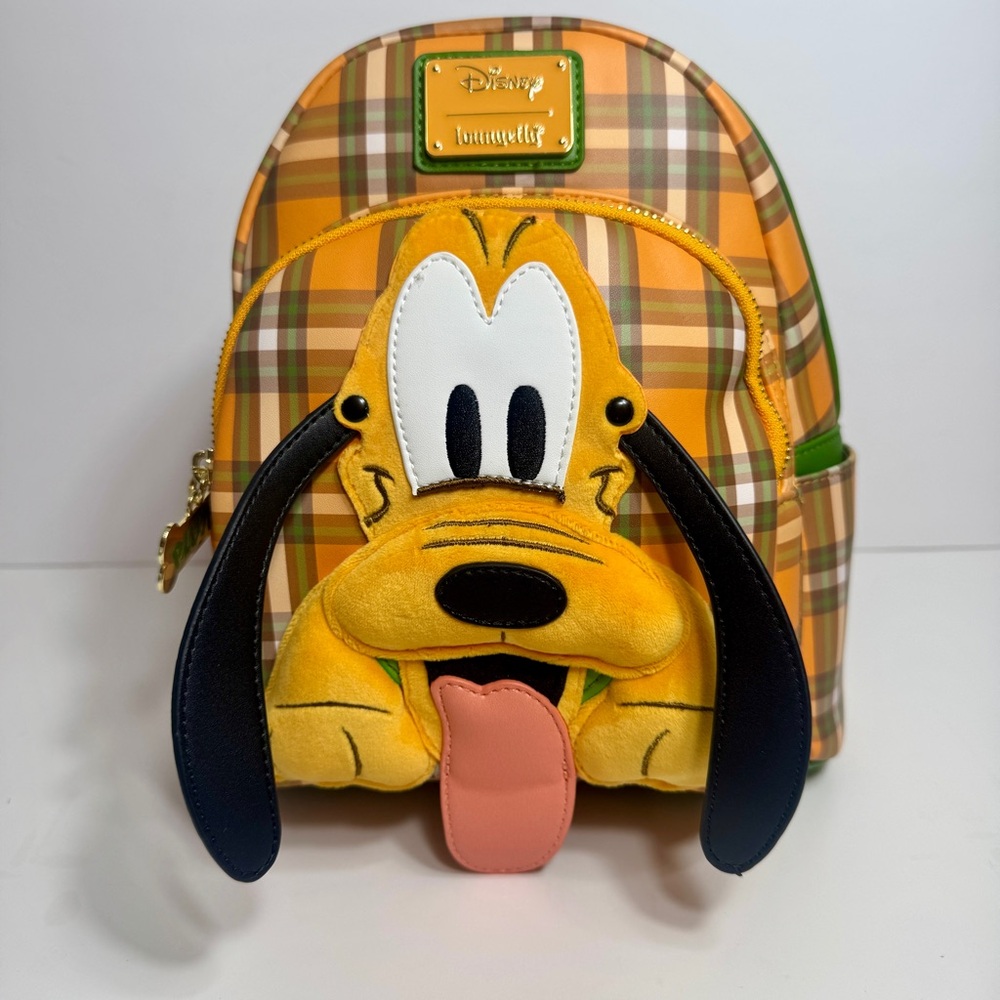 NWT. Loungefly DISNEY Pluto 95th Anniversary Plaid Mini Backpack.